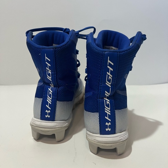 Under Armour High Tops Blue White 1.5Y Cleats 3000195-400 - Picture 2 of 11